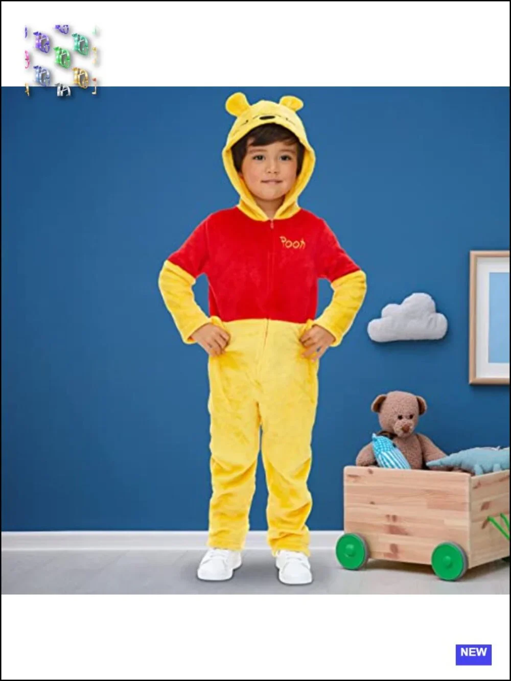 Disney Winnie the Pooh Fleece Hooded Footed Pajama Cosplay Costume for Baby